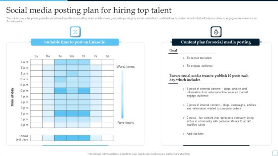 Social Media Posting Plan For Hiring Top Talent Tactical Plan To Enhance Social Media Hiring Process Brochure PDF Social Media Posting Plan For Hiring Top Talent Tactical Plan To Enhance Social Media Hiring Process Brochure PDF