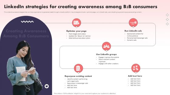 Social Media Promotional Technique Linkedin Strategies For Creating Awareness Among Sample PDF