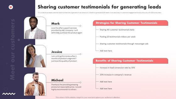 Social Media Promotional Technique Sharing Customer Testimonials For Generating Microsoft PDF