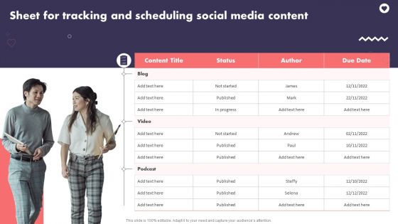 Social Media Promotional Technique Sheet For Tracking And Scheduling Social Media Brochure PDF
