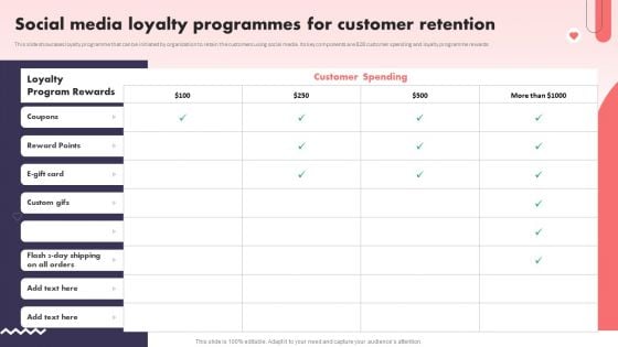 Social Media Promotional Technique Social Media Loyalty Programmes For Customer Portrait PDF