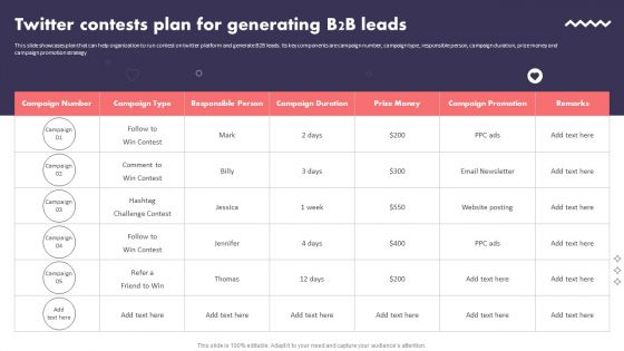 Social Media Promotional Technique Twitter Contests Plan For Generating B2B Leads Background PDF Social Media Promotional Technique Twitter Contests Plan For Generating B2B Leads Background PDF