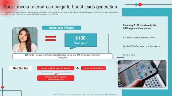 Social Media Referral Campaign To Boost Leads Generation Ppt PowerPoint Presentation File Deck PDF