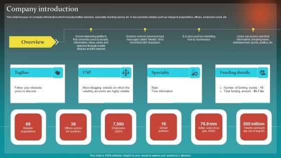 Social Network Business Summary Company Introduction Formats PDF