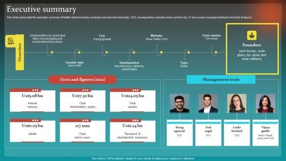 Social Network Business Summary Executive Summary Sample PDF