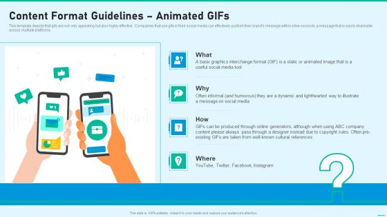 Social Network Playbook Content Format Guidelines Animated Gifs Ppt Summary Example Topics PDF