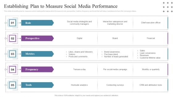 Social Networking Program Establishing Plan To Measure Social Media Performance Summary PDF