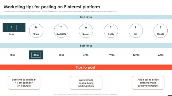 Social Networks Marketing Campaign Marketing Tips For Posting On Pinterest Platform Mockup PDF