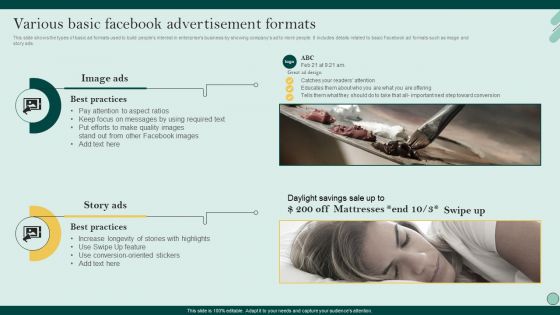 Social Networks Marketing To Improve Various Basic Facebook Advertisement Formats Formats PDF