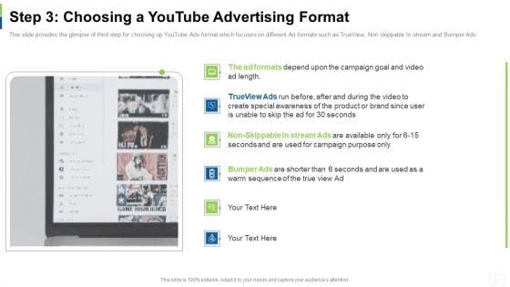 Social Platform As Profession Step 3 Choosing A Youtube Advertising Format Ppt Ideas Slide Portrait PDF