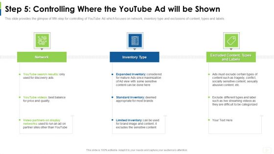 Social Platform As Profession Step 5 Controlling Where The Youtube Ad Will Be Shown Designs PDF