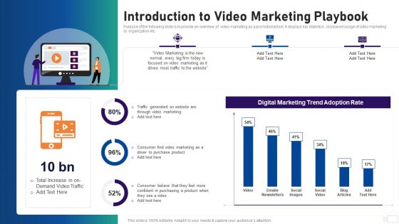 Social Video Advertising Playbook Introduction To Video Marketing Playbook Ppt Slides Master Slide PDF