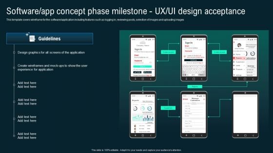 Software App Concept Phase Milestone Ux Ui Design Acceptance Graphics PDF