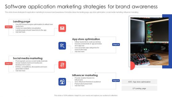 Software Application Marketing Strategies For Brand Awareness Mockup PDF