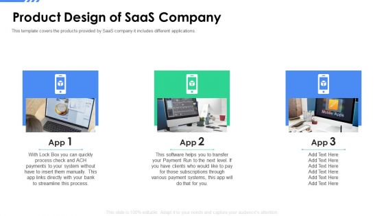 Software As A Service Funding Elevator Product Design Of Saas Company Formats PDF
