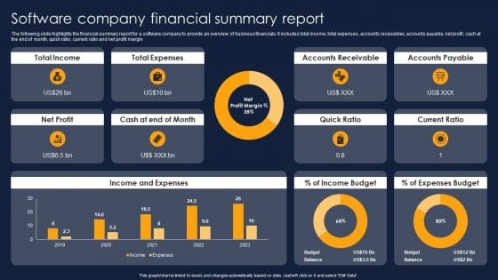 Software Company Financial Summary Report Financial Performance Report Of Software Firm Rules PDF