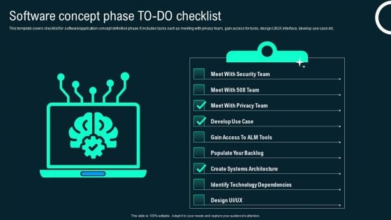 Software Concept Phase To Do Checklist Business Application Development Playbook Background PDF Software Concept Phase To Do Checklist Business Application Development Playbook Background PDF