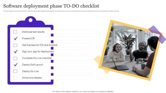 Software Deployment Phase TODO Checklist Playbook For Enterprise Software Organization Elements PDF