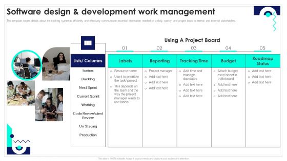 Software Design And Development Work Management Playbook For Software Engineers Pictures PDF