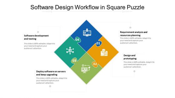 Software Design Workflow In Square Puzzle Ppt PowerPoint Presentation Icon Infographic Template PDF