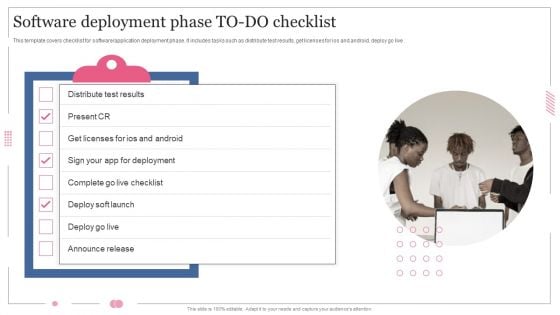 Software Designing And Development Software Deployment Phase Todo Checklist Designs PDF