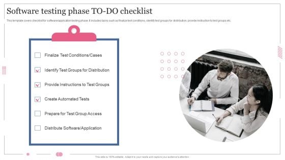 Software Designing And Development Software Testing Phase Todo Checklist Inspiration PDF