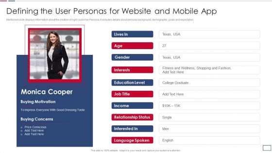 Software Developer Playbook Defining The User Personas For Website And Mobile App Summary PDF