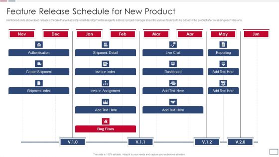 Software Developer Playbook Feature Release Schedule For New Product Slides PDF