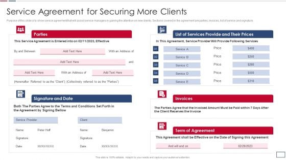 Software Developer Playbook Service Agreement For Securing More Clients Formats PDF