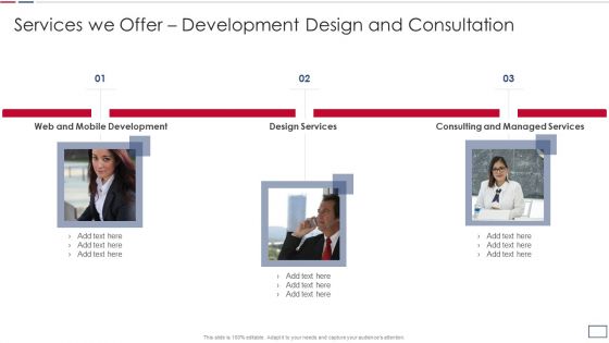 Software Developer Playbook Services We Offer Development Design And Consultation Slides PDF Software Developer Playbook Services We Offer Development Design And Consultation Slides PDF