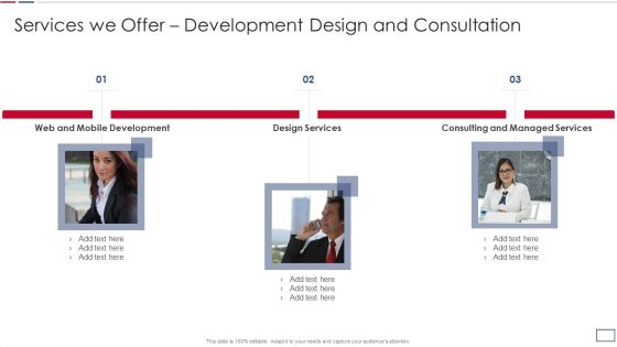 Software Developer Playbook Services We Offer Development Design And Consultation Slides PDF