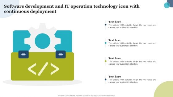 Software Development And IT Operation Technology Icon With Continuous Deployment Brochure PDF