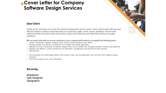 Software Development Cover Letter For Company Software Design Services Ppt Layouts Clipart Images PDF