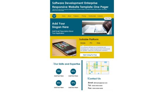 Software Development Enterprise Responsive Website Template One Pager PDF Document PPT Template