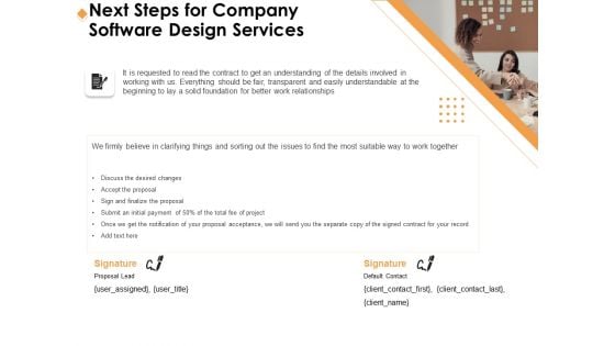 Software Development Next Steps For Company Software Design Services Ppt Model Portfolio PDF