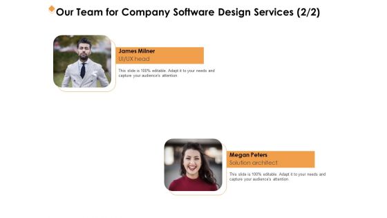 Software Development Our Team For Company Software Design Services Solution Template PDF