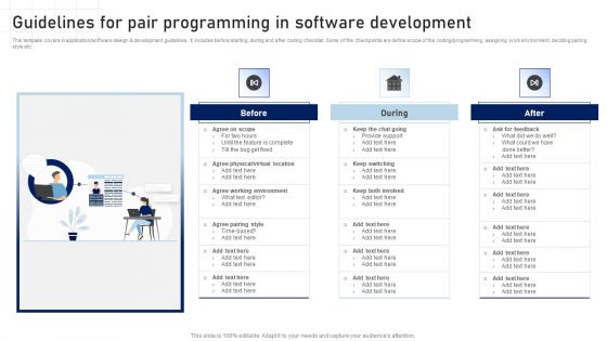Software Development Playbook Guidelines For Pair Programming In Software Development Summary PDF
