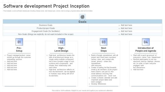 Software Development Playbook Software Development Project Inception Guidelines PDF