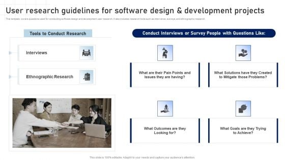 Software Development Playbook User Research Guidelines For Software Design And Development Projects Elements PDF