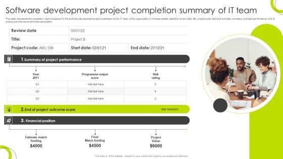 Software Development Project Completion Summary Of IT Team Mockup PDF