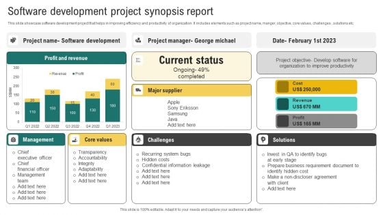 Software Development Project Synopsis Report Microsoft PDF