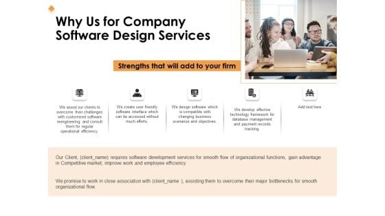 Software Development Why Us For Company Software Design Services Ppt Styles Ideas PDF