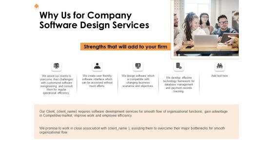 Software Development Why Us For Company Software Design Services Ppt Styles Ideas PDF