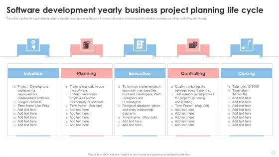 Software Development Yearly Business Project Planning Life Cycle Information PDF