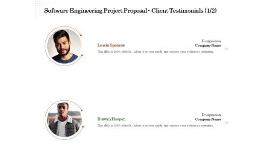 Software Engineering Project Proposal Client Testimonials Communication Ppt Visual Aids Model PDF