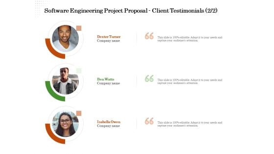 Software Engineering Project Proposal Client Testimonials Teamwork Ppt Layouts Design Templates PDF