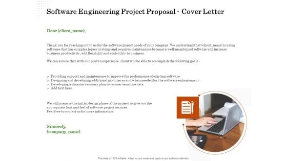 Software Engineering Project Proposal Cover Letter Ppt Portfolio Outline PDF