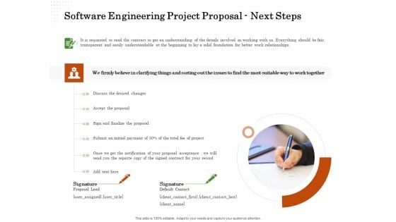 Software Engineering Project Proposal Next Steps Ppt Icon Example PDF