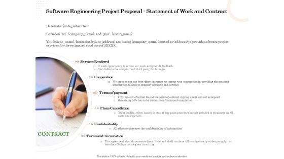 Software Engineering Project Proposal Statement Of Work And Contract Ppt Pictures Samples PDF