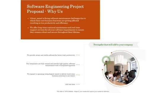 Software Engineering Project Proposal Why Us Ppt Gallery Background Image PDF